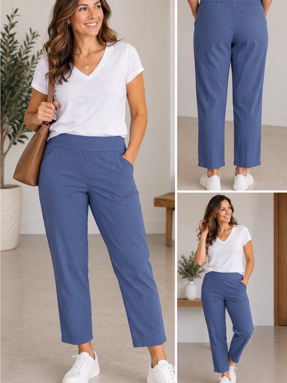 Tribal Straight-Leg Pull-On Pants in Dusty Blue